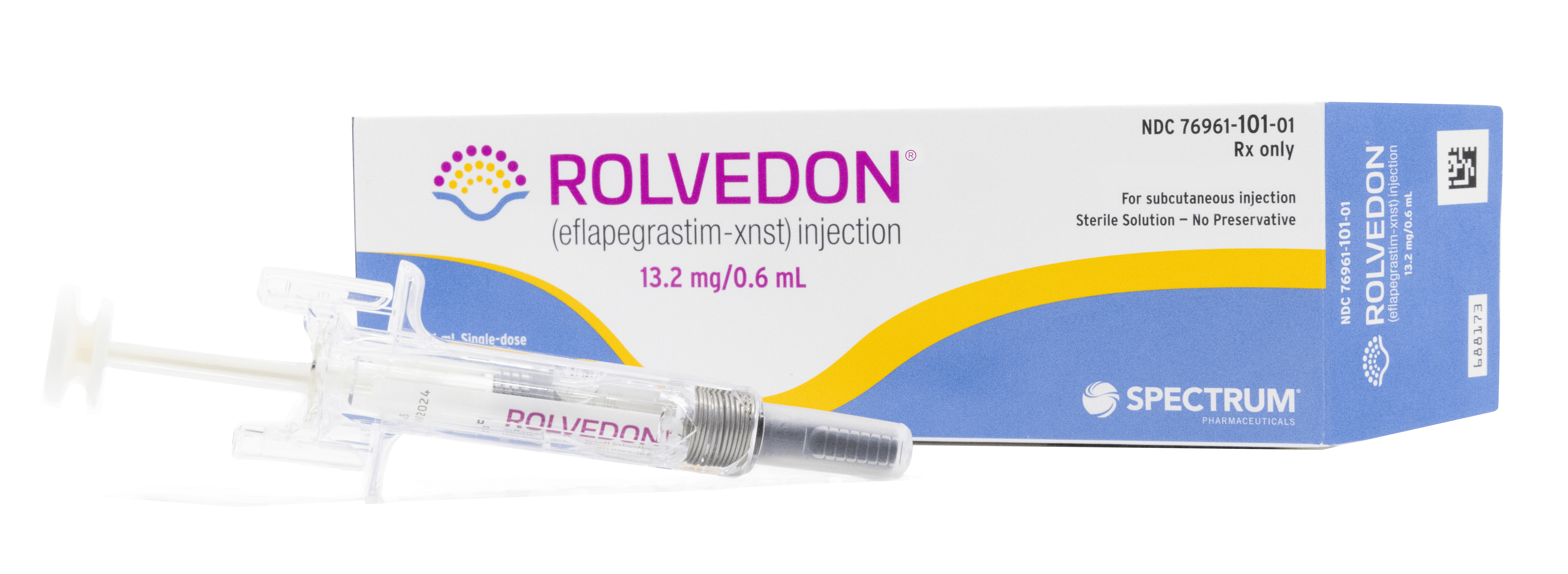 a hypodermic needle filled with a dose of rolvedon